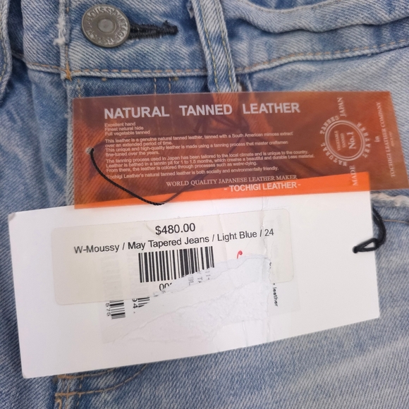 Moussy Vintage May Tapered Jeans Distressed Light Blue Streetwear Casual - Picture 8 of 11